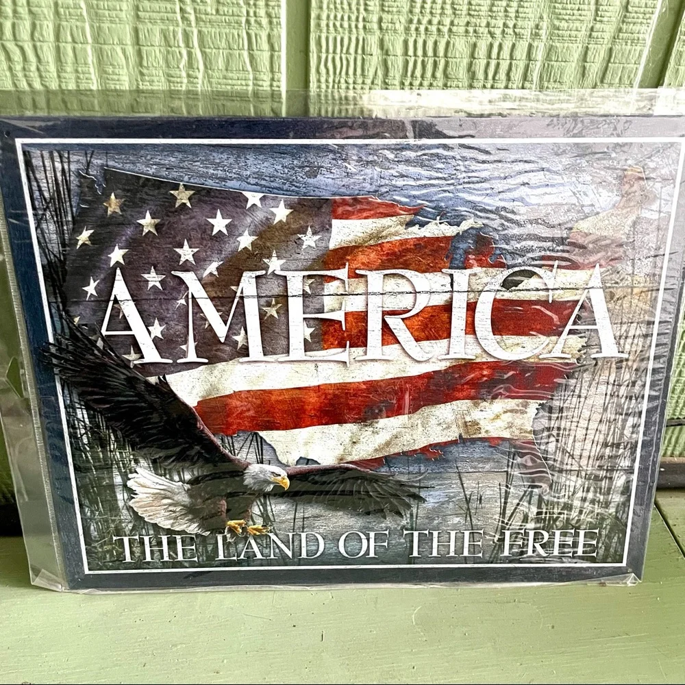 NEW America The Land Of The Free Metal Sign